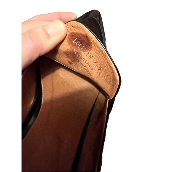 Jeffrey Campbell Women’s 7.5 LOCKLYN Black Patent Leather Heeled Loafers - Picture 9 of 9